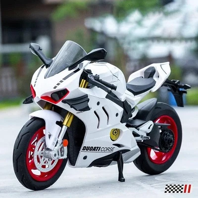 1:10 Ducati V4S S1000RR H2R Diecast Alloy Motorcycle Model Sound Light Toy Gift - Image 1 of 4