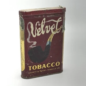 Vintage Velvet Tobacco Tin - Vertical Empty Pocket Can - Picture 1 of 15