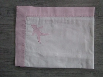 Taie d'oreiller d'enfant ancienne brodée - Photo 1/3