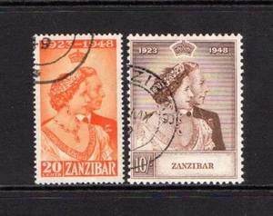 Zanzibar SG 333/34 KGVI 1949 RSW Royal Silver Wedding USED - CAT £41.50 - Picture 1 of 1