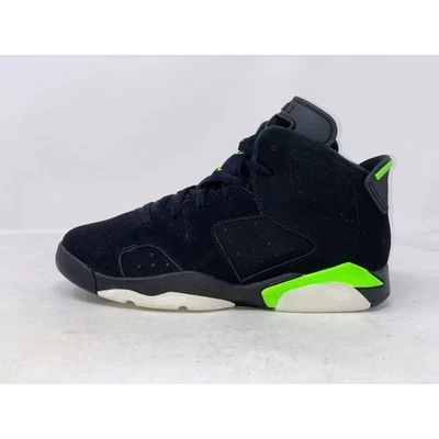 Air Jordan 6 'Electric Green' Black Sneakers, Size 1Y BNIB 384666-003 - Image 1 of 4