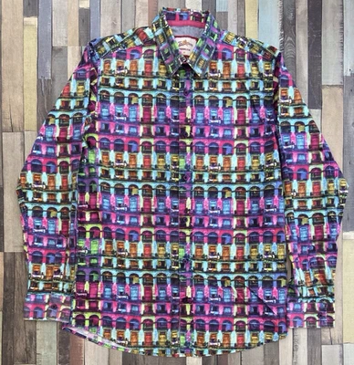 Мужская рубашка Joe Browns с длинным рукавом богемный яркий домашний узор размер средний радужный - Изображение 1 из 4