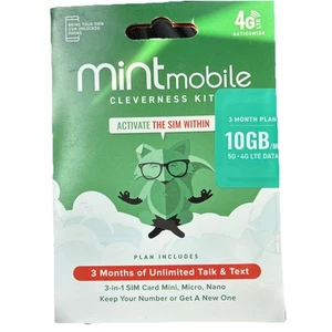 Neuwertiges mobiles 3-Monats SIM Kit - 10GB/Monat 4G LTE/5G Daten - Prepaid - Neu Versiegelt - Bild 1 von 1