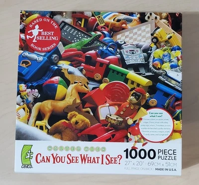 New Sealed Can You See What I See / I Spy Santa's Toy Bag 1000 pc. Jigsaw Puzzle - Image 1 of 4