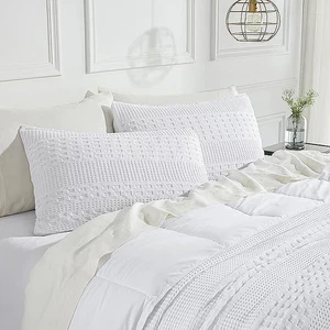 Waffle Weave White King Sham Set of 2 36Lx20W VHC Brands - Picture 1 of 7