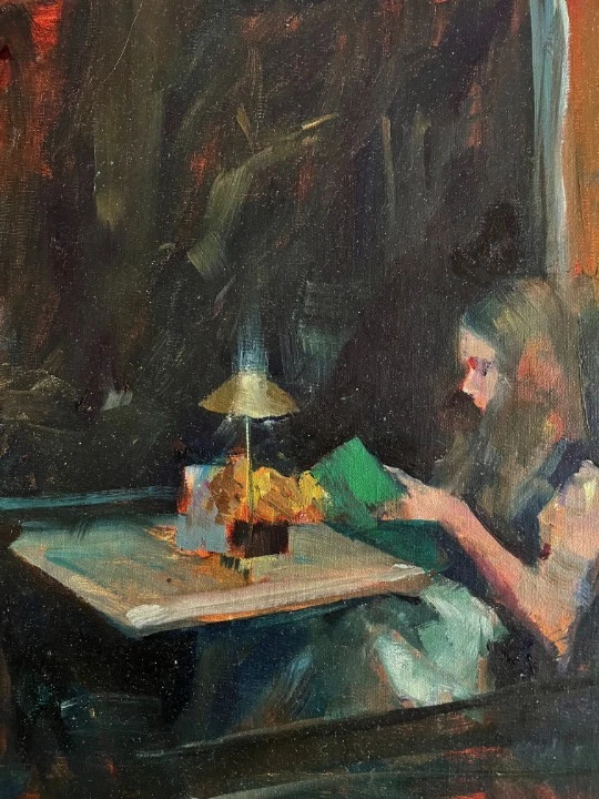 O35. Una chica en la ventana, Siena, Italia, aceite 11x14 Foto 1 de 1