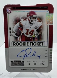 2021 Panini Contenders Rookie Ticket Stub Auto Cornell Powell 3/14 #142 - Picture 1 of 2