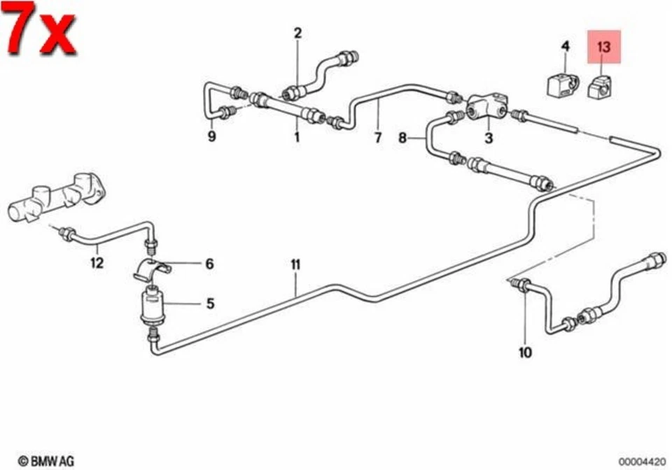 7x Soporte de tubo de freno genuino BMW M3 E30 316i 318i 318is 320i 34321158467 Foto 1 de 1