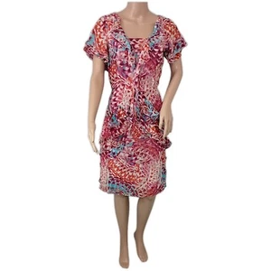 Sundance Silk Watercolor Dress Sz 8 M Sheer Romantic Fairy Feminine Coquette - Picture 1 of 21