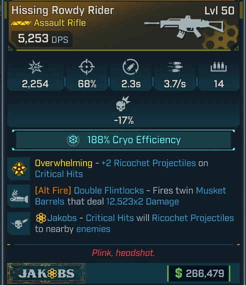 🔥Borderlands 4 [PS5/XBOX/PC] NEW Hissing Rowdy Rider Cryo AR Jakobs LVL 50 - Image 1 of 1