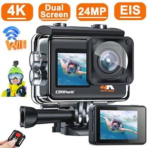 ✅4K Sony 24MP Action Camera WiFi Dual Colour Screen EIS Underwater Cam w/ Remote - Picture 1 of 7