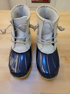 Jack Rogers Chloe Rain Duck Boots Women’s Size 9  Navy Blue White Gold Boots  - Image 1 of 4