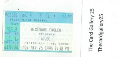 AC/DC 1996 BALLBREAKER TOUR vintage concert ticket fully Pittsburgh PA Civic 🎸 - Image 1 of 2