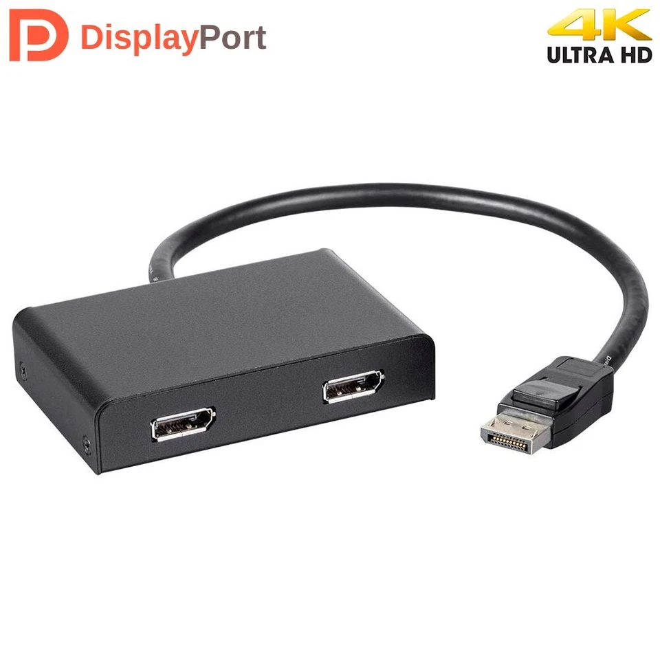 2-Port DisplayPort 1.2 4K 1080p 21.6 Gbps Multi Display MST Adapter Splitter Hub - Image 1 of 4