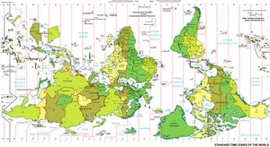 Upside down World Map of Standard Time Zones - Picture 1 of 1