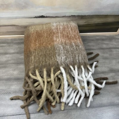 West Elm Faux Mohair Framed Ombre Throw Blanket 50”x60” Petal Torn Read OB - Image 1 of 4