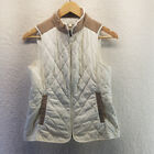 Talbots Petite Full Zip Vest Womens Size P Mock Collar Pockets White Cottagecore