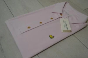 Ladies Berckmans Tory Burch Sport The Masters Pink Polo Shirt Gold Buttons Large - Picture 1 of 7