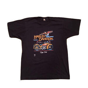 Vintage 80's Harley Davidson Cape Cod 50/50 3D Emblem T-Shirt S