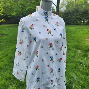 NEW Vintage Flo Weinberg Zip Up Full Length Robe 70s White Embroided Flowers SM - Picture 1 of 16