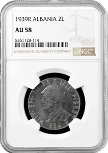 Albania 2 leke 1939 R, NGC AU58, "Italian occupation (1939 - 1943)" - Picture 1 of 2