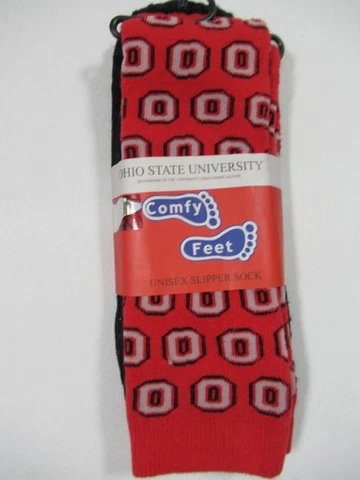 Ohio State University OSU Comfy Feet Unisex Slipper Socks M Red/Black Cover