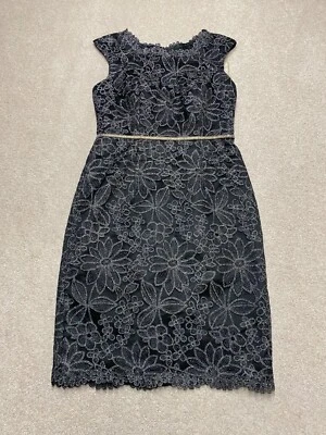 JS Collections Shift Dress Size UK 8 EU 36 Knee-Length Sequin Black Floral - Image 1 of 4
