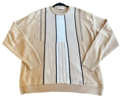 Vintage Norm Thompson Sweater Mens XXL  Beige Cosby Grandpa Canada 3D Textured - Image 1 of 4