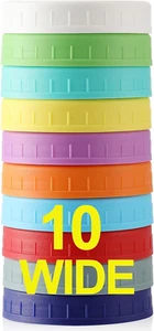 10 WIDE Mouth Mason Jar Lids Kerr Ball Plastic Storage Caps Mason Canning Jars - Picture 1 of 10