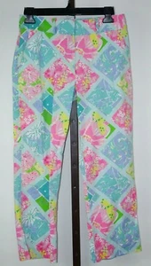 Women Ladies Multi Color Floral Cropped Pants Size 2 - Picture 1 of 3