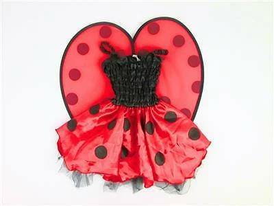 HALLOWEEN NIÑOS NIÑAS DAMA INSECTO ROJO NEGRO LUNARES SATINADO VESTIDO DISFRAZ 24M USADO EN EXCELENTE ESTADO Foto 1 de 4