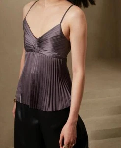 NWT Womens Banana Republic Pleated Cross Back Camisole Cami Sleeveless *B4