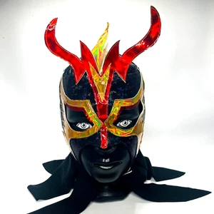 Ultimo Drache Mexikanische Wrestling Maske Lucha Libre Maske Schwarz Gold Farbe - Bild 1 von 5