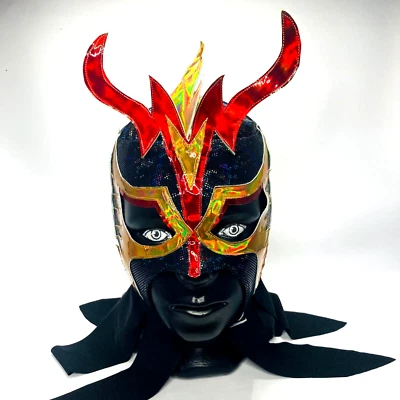 Máscara de lucha libre mexicana Ultimo Dragon máscara de lucha libre color negro dorado Foto 1 de 4
