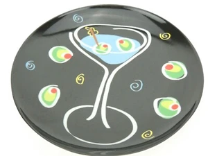 Retro Snack Sofa Teller Porzellan Schätze schwarz Martinis 4er Set MCM 6" - Bild 1 von 10