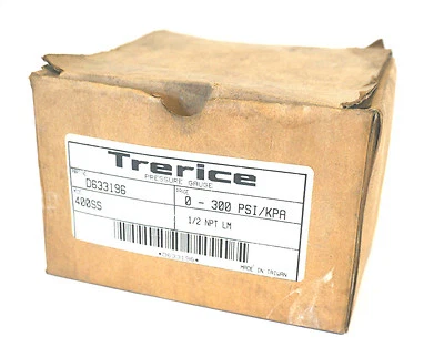 NEW TRERICE 400SS PRESSURE GAUGE D633196  0-300 PSI  - Image 1 of 3