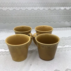 Vtg Homer Laughlin Tea Cups 4pc 6oz 1960’s Golden Harvest Yellow Cups - Picture 1 of 9