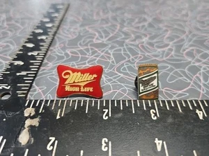 Vintage Beer Liquor Alcohol Enamel Pin Lot 2 Lapel Hat Pins Miller High Life - Picture 1 of 4