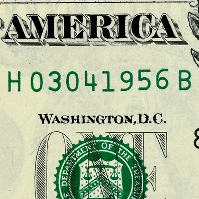 March 4th 1956 3rd April Dollar Bill Uncirculated Birthday Note $1 Fancy Serial - Image 1 of 4