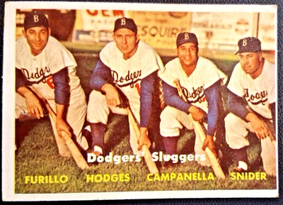 1957 Topps #400 Dodgers' Sluggers - Muito bom estado + muito bom estado usado - Imagem 1 de 2