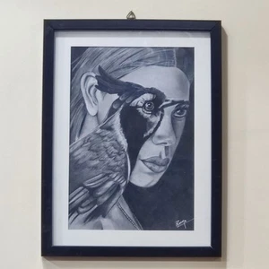 Women Eagle Eye Charcoal Wall Hanging Frame for Home Decoration Diwali Gift Set - Picture 1 of 5