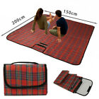 XL Extra Large Waterproof Picnic Blanket Folding Fleece Tartan Picnic Rug Comfy