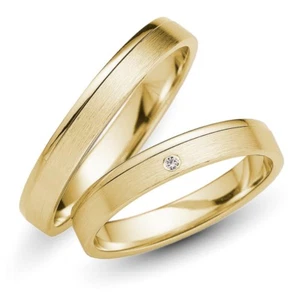 Trauringe 333er Gelbgold Brillant 0,01 ct. Eheringe inkl. Gravur + Etui - Bild 1 von 4