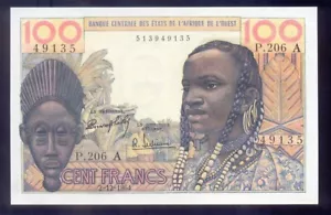 "ESTADO DE AFRICANA OCCIDENTAL ""A"" para Costa de Marfil 100 francos 1964 P101Ad UNC - Imagen 1 de 2