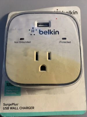 NEW BELKIN SURGEPLUS SURGE PROTECTED USB WALL CHARGER PLUS PLUG 2.1 AMP 10 WATT - Image 1 of 4