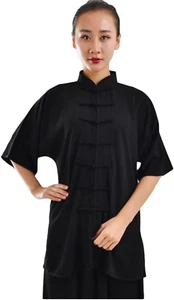 Unisex Cotton Blend Short Sleeves Tai Chi Suit Morning Exercise Uniform Kung Fu - Picture 1 of 12