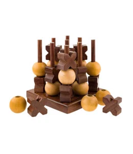 3D Tic Tac Toe Game Set - Handcrafted Wood - Picture 1 of 4
