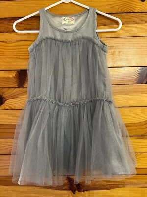 Mia Joy Joyfolie Silver Tulle Dress EUC Girls Sleeveless Size 6 - Image 1 of 3