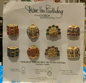 Diane von Furstenberg Avon Holiday Treasures Knopf Abdeckungen Gold Set 8 40875 NEU - Bild 1 von 7