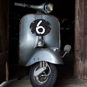 2x Vintage Naklejka Naklejka Numer startowy do Vespa, Lambretta, wybór: kolor, liczba